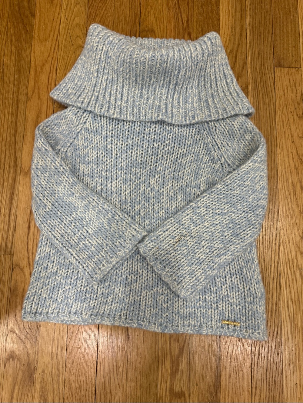 Michael Kors Sky Blue Marled Cowl Neck Sweater